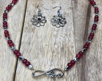 My " LOVE "  necklace & Flower earrings