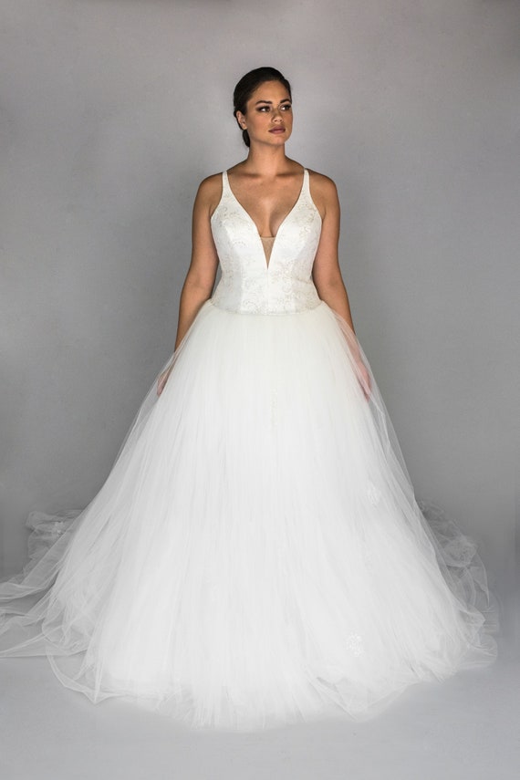 dropped waist ball gown