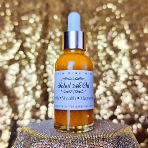 Aceite Soleil 24K Conjure para la prosperidad, la riqueza, el éxito y la salud. Hoodoo, trabajo con raíces, vudú de Nueva Orleans y magia popular