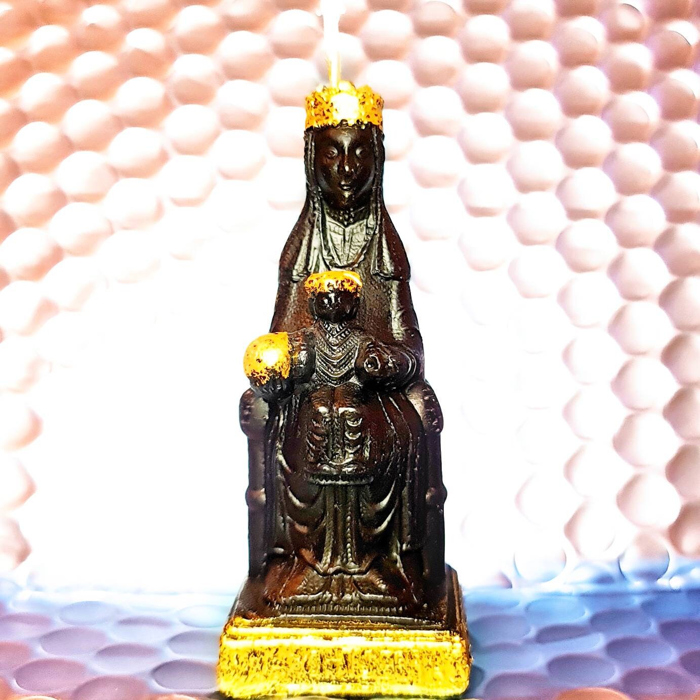 Our Lady Of Montserrat Black Madonna Virgin Mary Candle Etsy
