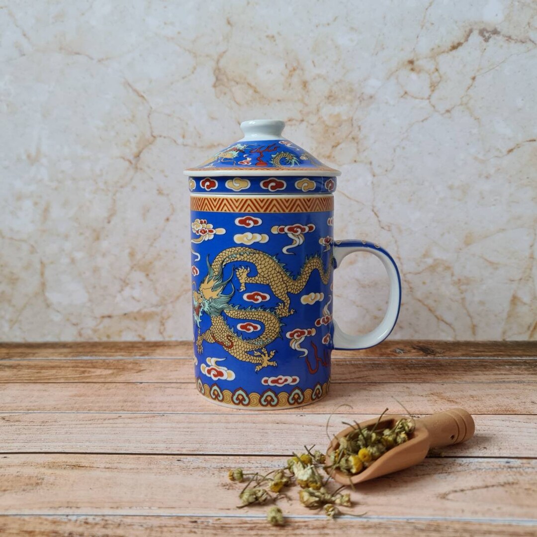 Tea Infuser Mug Blue Dragon Infuser Mug Loose Leaf Tea Etsy UK