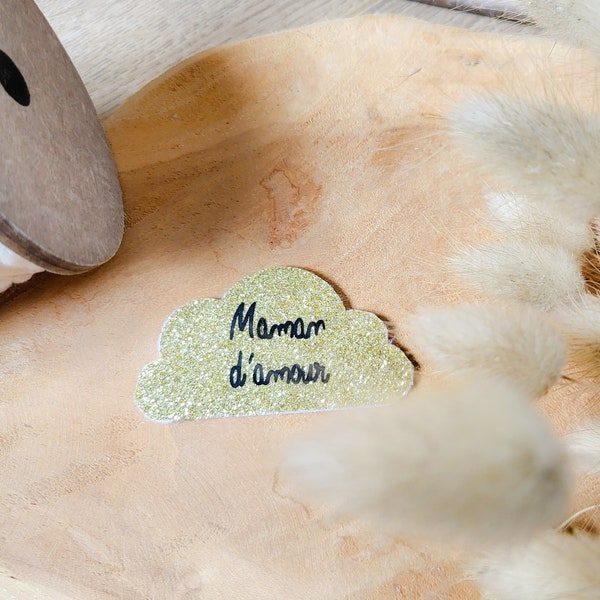 Broche nuage paillette personnalisable fait main cadeau témoin marraine femme fête des mères anniversaire EVJF