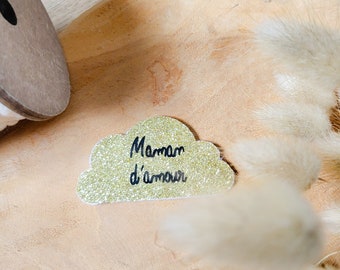 Broche nuage paillette personnalisable fait main cadeau témoin marraine femme fête des mères anniversaire EVJF