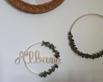 Eucalyptus crown personalized baby room knitted first name child wall decoration wall decoration