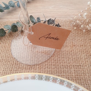 Etiqueta de cartão de lugar personalizada em papel kraft rústico para casamento boho, batizado, aniversário, festa, etiqueta de presente, nome do convidado