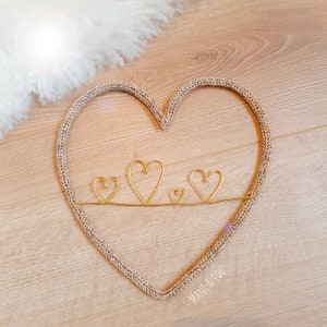 Knitted heart with several hearts to personalize wedding gift birth mom pregnancy baby family child dad valentine&#39;s day lovers