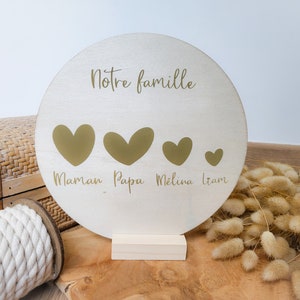 Personalized round wooden plaque family decoration heart mom gift birth birthday handmade sign crown mother&#39;s day