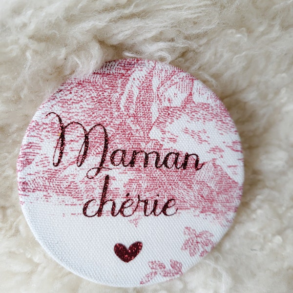 Mother's Day gift wall decoration personalized toile de jouy boho drum crown dried flowers first name handmade mom of 2