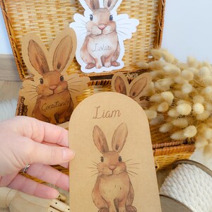 Rabbit card dried flowers personalized Easter gift first name handmade child illustration birth stationery baby room decoration image 10