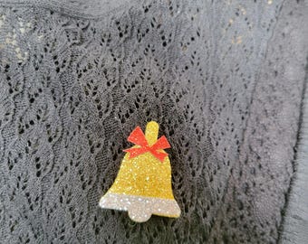 Broche De Noël Cloches Et Gui - Strass Rouge Et émaillée - Marque CLJ Charles Le Jeune - Neuf étiqueté