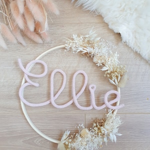 Personalized baby room wall decoration crown dried flowers first name handmade birth gift girl boy child mom baby shower image 8