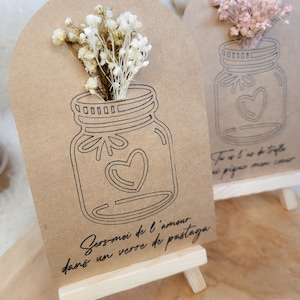 Carte kraft fleurs séchées cadeau personnalisé fait-main saint valentin femme anniversaire naissance mariage maîtresse nounou fin d'année