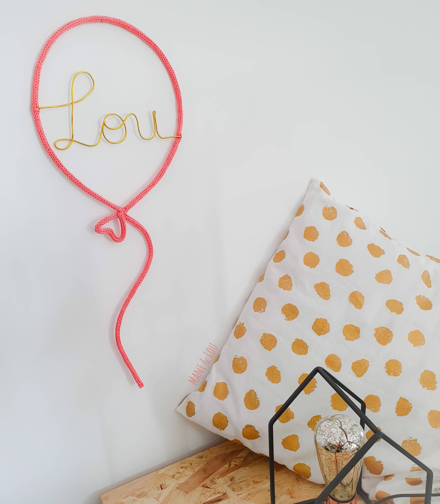 Veilleuse Personnalisée Ballon Prénom Fil Or Tricotin Chambre Enfant, Bébé, Cadeau Naissance Noël Ba