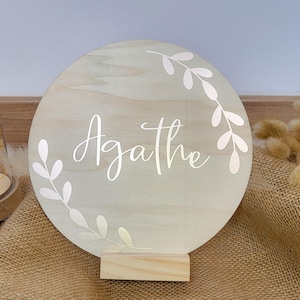 Plaque personnalisé bois rond décoration murale chambre enfant prénom cadeau naissance anniversaire fait-main enseigne nominative carte bébé