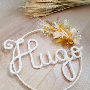 Personalized Boho Dried Flower Crown with First Name Original and Vintage Decoration for Baby Room Child Gift Mom