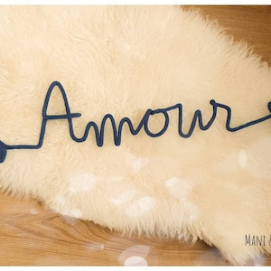 Love in knitting Original wall decoration word Love and arrow