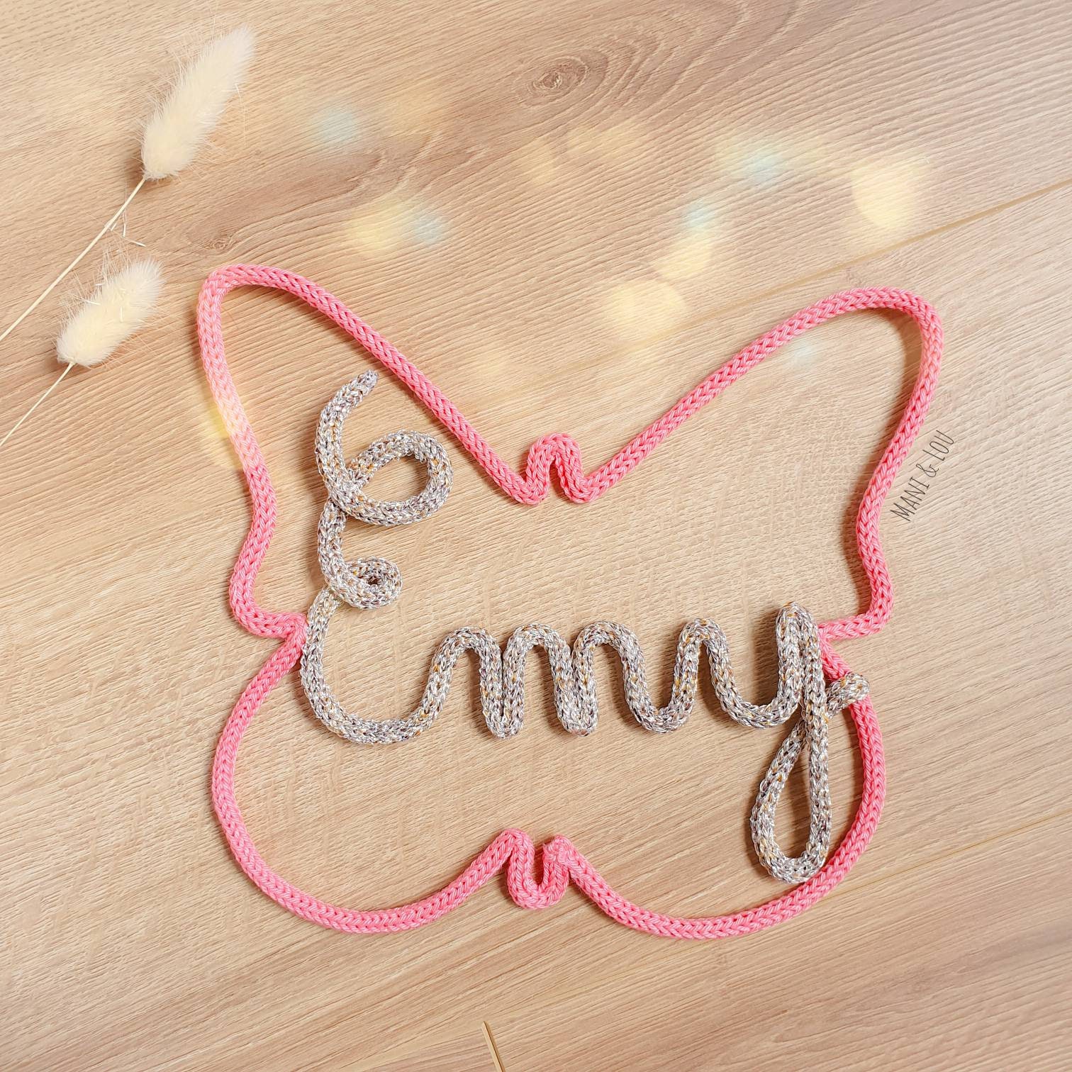 Prénom Tricotin Personnalisé Décoration Murale, Prénom et Motif en Pour Chambre Enfant, Bébé, Cadeau