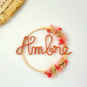 Personalized baby room decoration boho crown dried flowers first name natural handmade gift birth child mom baby shower
