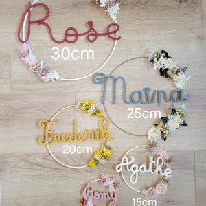 Personalized baby room wall decoration crown dried flowers first name handmade birth gift girl boy child mom baby shower image 9