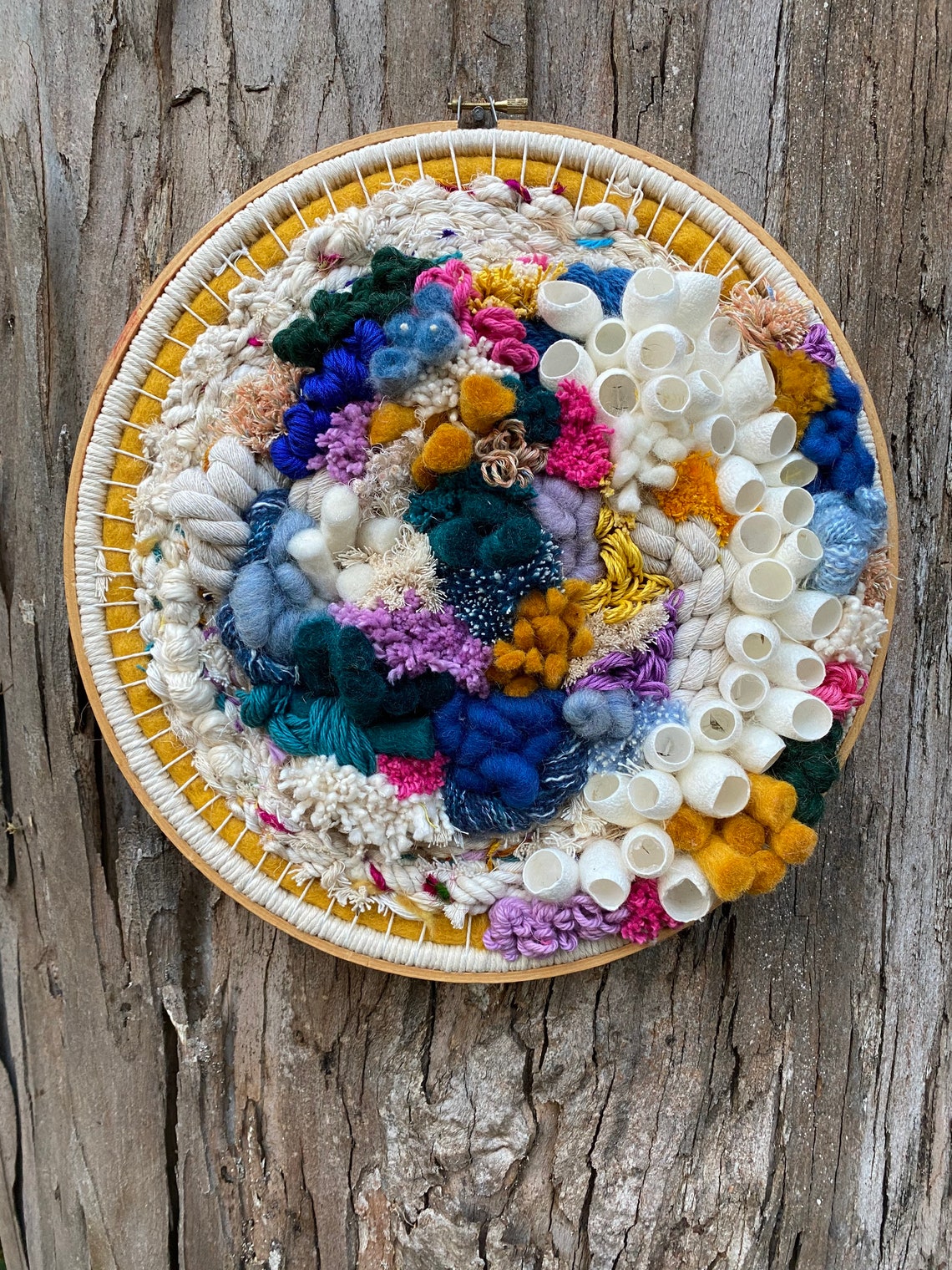 Round woven wall hanging Coral Reef Etsy