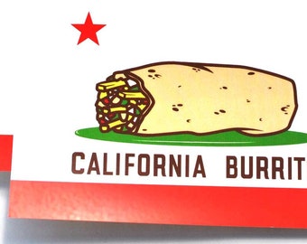 California Burrito Flag 5-Pack Stickers, Cali Burrito Gift, Mexican Food Sticker, San Diego Burrito Flag, California Gift, Food Flag Sticker