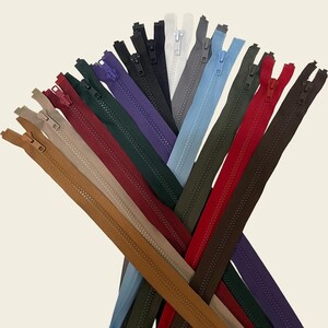 30 Inch Separating Zipper, #5 Molded Plastic Jacket Zipper, Open End Zip for Coat, Hoodie, Vest, Black, White, Navy, Green, Brown, Red