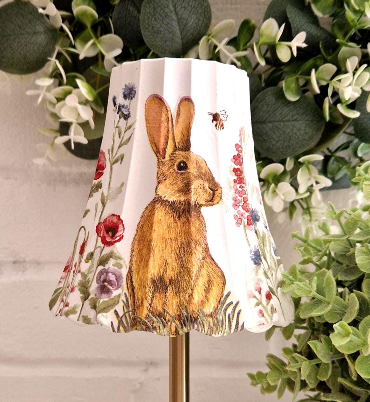 Cordless Touch Lamp. Beautiful Hare, Bee And Floral USB Rechargeable Table Lamp. Cordless Lamp. Hand Decorated.Portable.