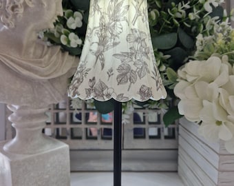 Cordless Touch Lamp. Decoupaged Black Floral Toile USB Rechargeable Table Lamp. Cordless Lamp.