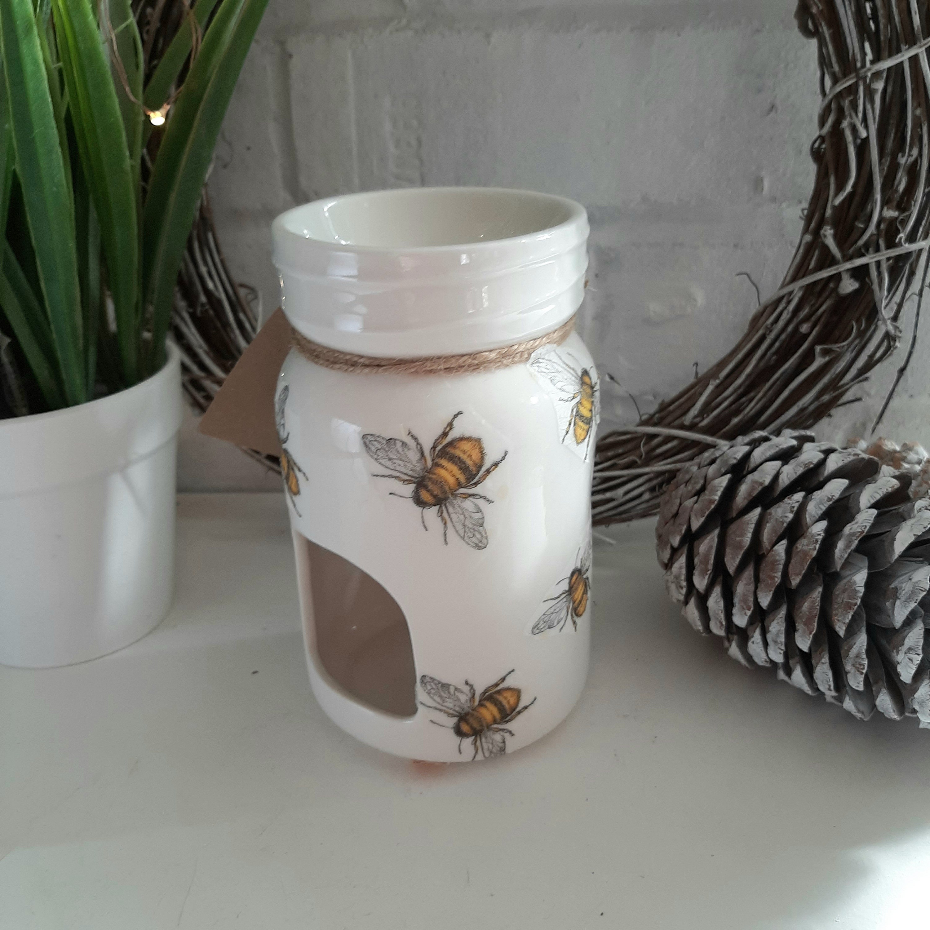 Beautiful Bee Ceramic Mason Jar Wax Melter/Oil Burner. Etsy