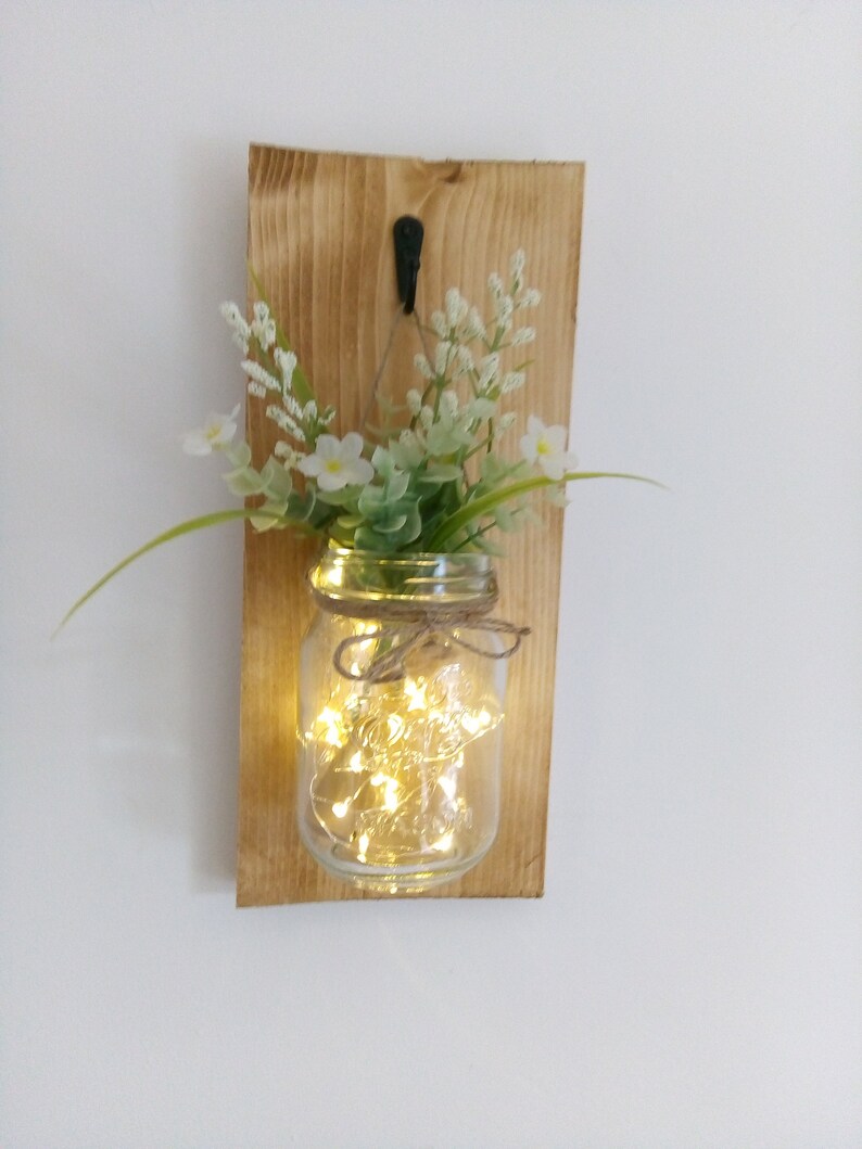 Mason Jar Wall Decor With LED Lights. Wall Feature. Etsy