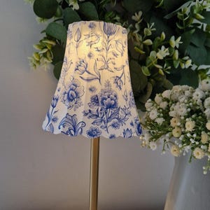 Cordless Touch Lamp. Beautiful Blue Toile Floral USB  Rechargeable Table Lamp. Cordless Lamp.Hand Decorated.Four Base Colours.