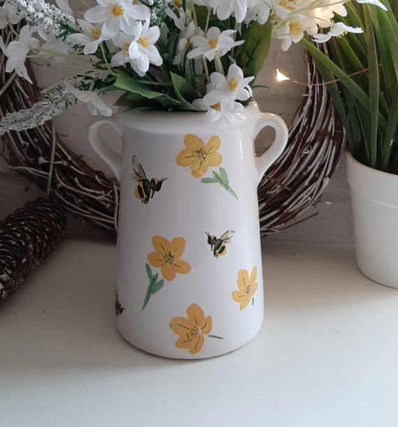 Abeille et renoncule Vase/pichet en céramique décor de style - Etsy France