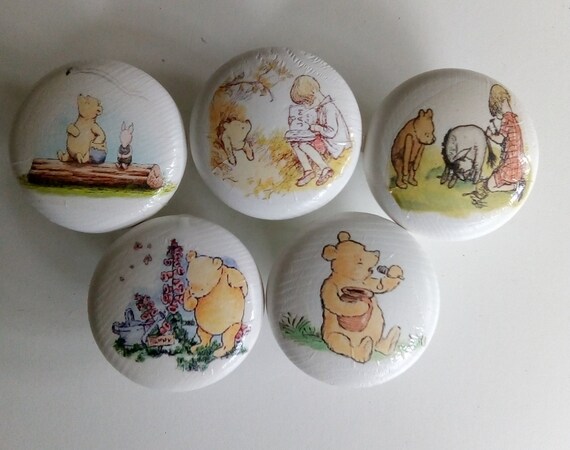 Winnie The Pooh Nursery Wooden Drawer Cabinet Door Knobs Etsy