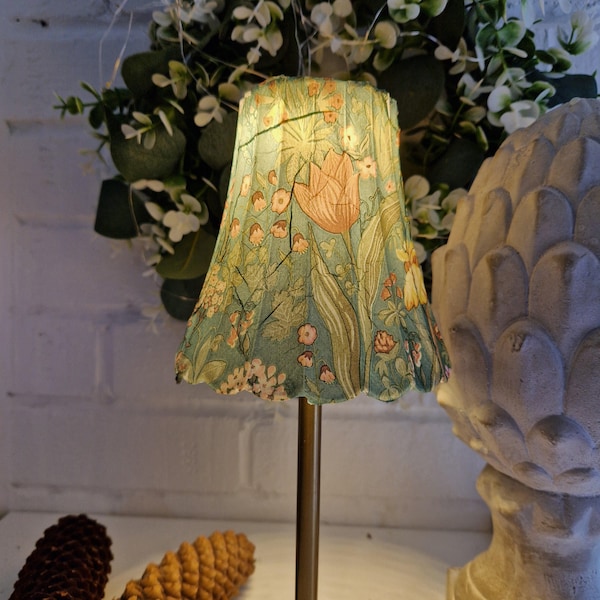 Cordless Touch Lamp. Beautiful Decoupaged Vintage Dark Green Floral Print USB  Rechargeable Table Lamp. Cordless Lamp.Hand Decorated.