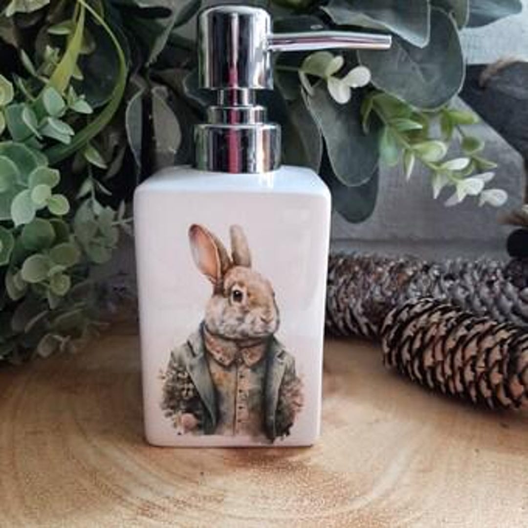 Soaping Rabbit Lovely Vintage Rabbit Design Ceramic Soap Dispenser. Country Decor.hand ...