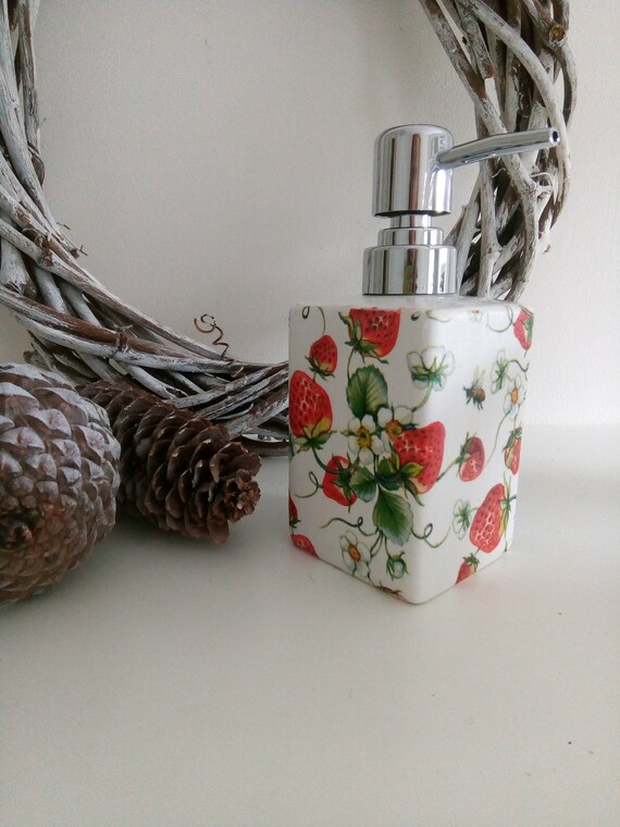 Strawberry Soap Dispenser. Strawberries And Bee Hand Decorated Etsy