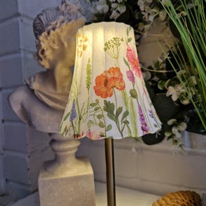 Beautiful Decoupaged Floral Meadow Indoor/Outdoor USB  Rechargeable Table Lamp. Cordless Lamp.Hand Decorated.Four Base Colours.