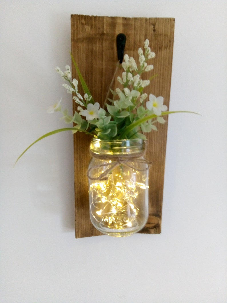 Mason Jar Wall Decor With LED Lights. Wall Feature. Etsy