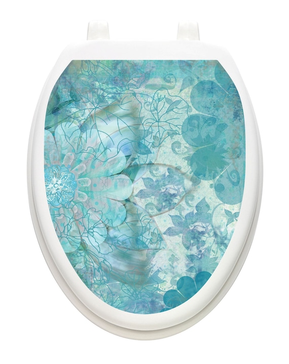 Toilet Tattoos Boho Floral Toilet Lid Cover Vinyl Cover Removable Hygienic
