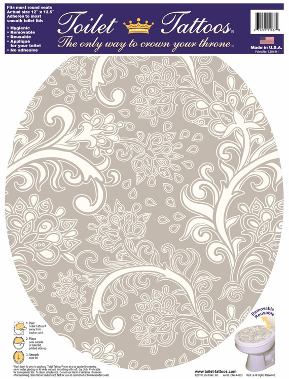 Toilet Tattoos Boho Floral Toilet Lid Cover Vinyl Cover Removable Hygienic