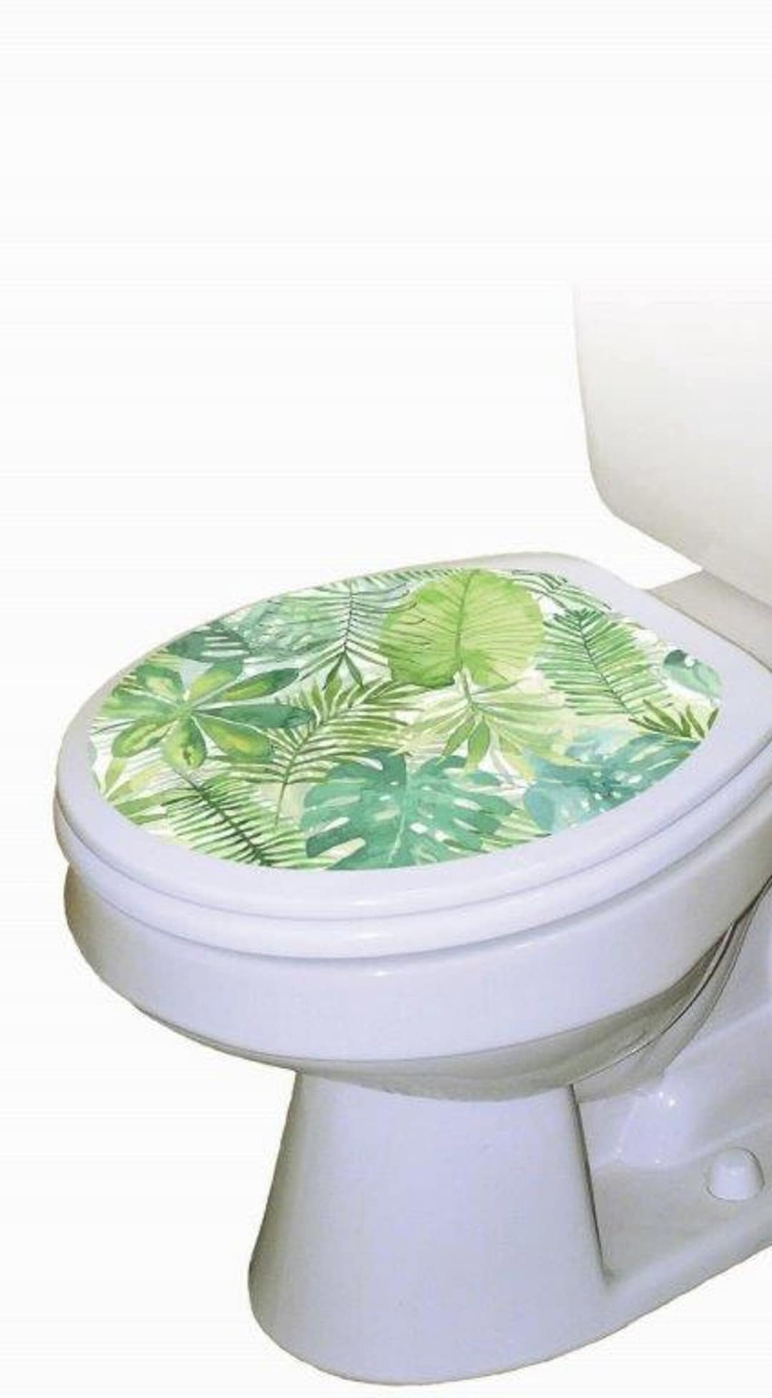 Tropical Palm Leaves Toilet Tattoos / Static Cling Vinyl Lid Decal