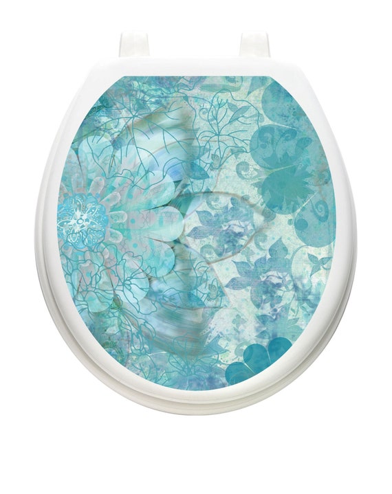 Toilet Tattoos Boho Floral Toilet Lid Cover Vinyl Cover Removable Hygienic