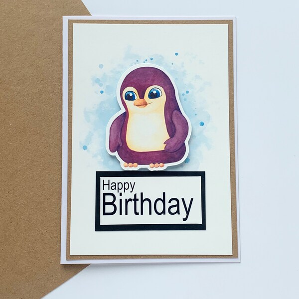 Carte de vœux joyeux anniversaire pingouin