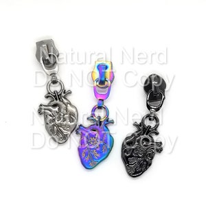 Anatomical Heart Zipper Pull for #5 nylon zipper tape