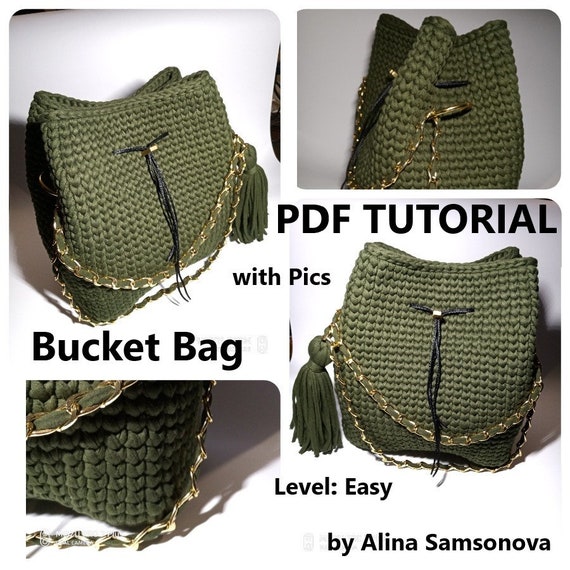 Bucket Bag Pattern Diy Crochet Bag Detailed Crochet Purse Tutorial Pdf Knitting Bag Crochet Everyday Bag T Shirt Bag Pattern