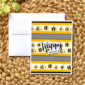Bumblebee Birthday Card. Bees. Birthday Card. Happy Birthday Greeting Card. Handmade Birthday Card. Bee Birthday Card.