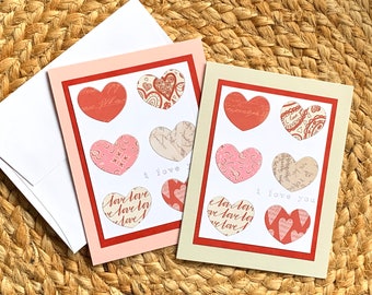 Valentine's Day Cards. Valentine.  Handmade Valentine Card Set. Handmade Card Set. Heart Cards. I Love You Cards. Stationery.