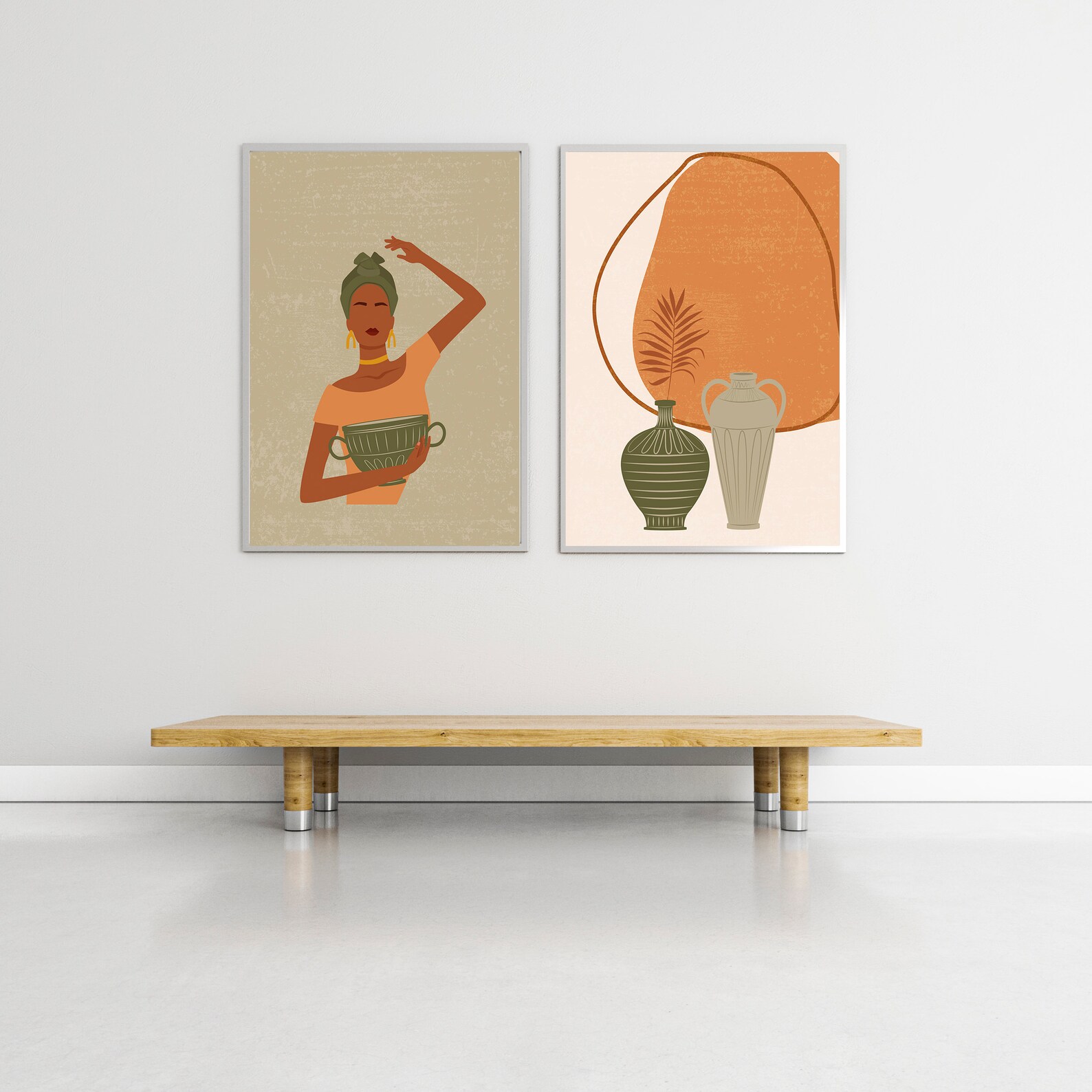 Set of 2 Africa Wall Art African Art Decor Mid Century Etsy