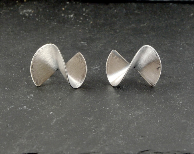 Hammered Stud Earrings 40th Birthday Gifts For Women Modernist Sterling Earrings Brushed Silver Earrings Mothers Day Gift From Husband