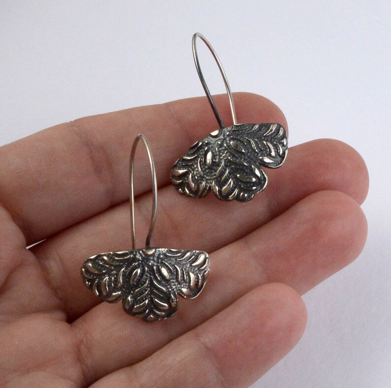 Metalsmith Jewelry Contemporary Vintage Rustic Hand Forged Metal Vintage Silver Earrings Long Silver Earrings Big Bohemian Earrings